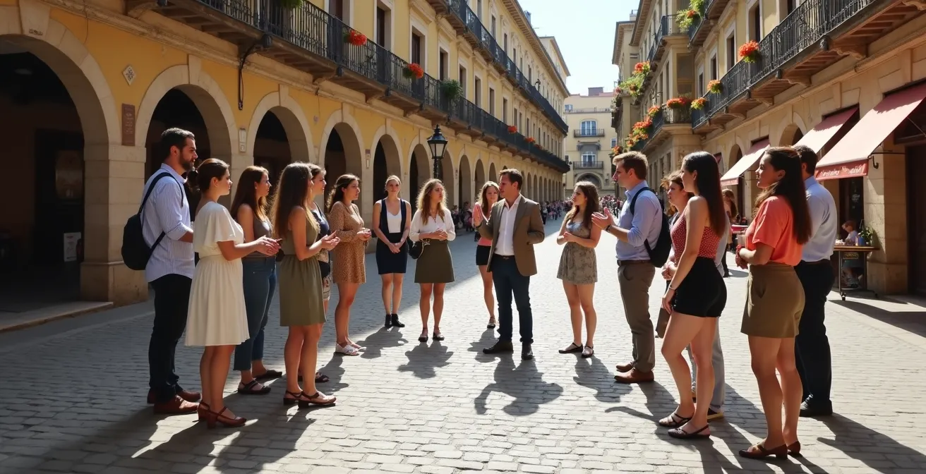 Guía turístico experto con grupo pequeño en experiencia premium